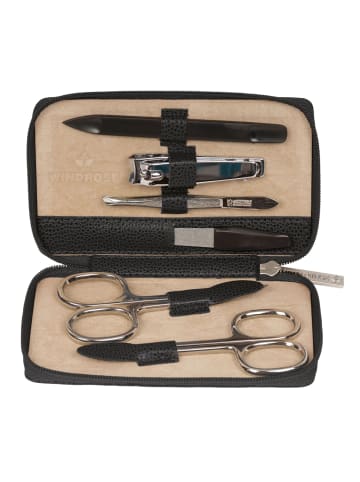 Windrose Beluga Schmuckkasten Leder 13 cm in schwarz