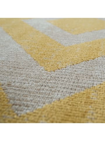 KADIMA DESIGN Teppich Kurzflor Rauten Wohnzimmer schmutzabweisend in Gelb