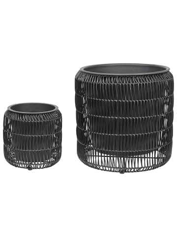 Beliani 2-tlg Outdoor Blumentopf BRODIEA in Schwarz