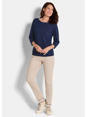 GOLDNER Halbarm Baumwollpullover mit Struktur in marine