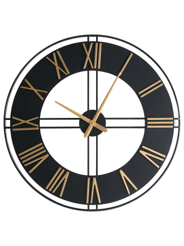 Beliani Wanduhr PERIGNY in Schwarz/Gold - (W) 80 x (H) 80 x (L) 4 cm