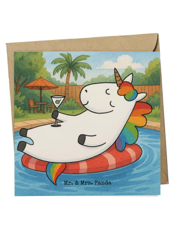 Mr. & Mrs. Panda Grußkarte Einhorn Blümchentail Design ohne Spruch in Weiß