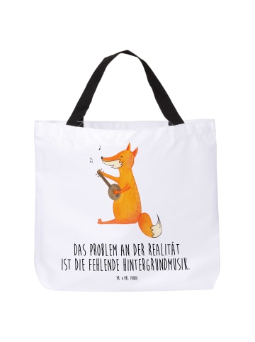 Mr. & Mrs. Panda Strandtasche Fuchs Gitarre mit Spruch in Weiß