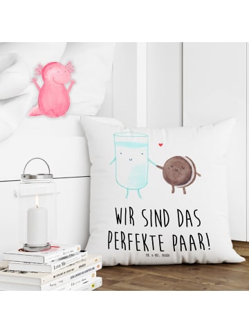 Mr. & Mrs. Panda 40x40 Kissen Milch Keks mit Spruch in Weiß