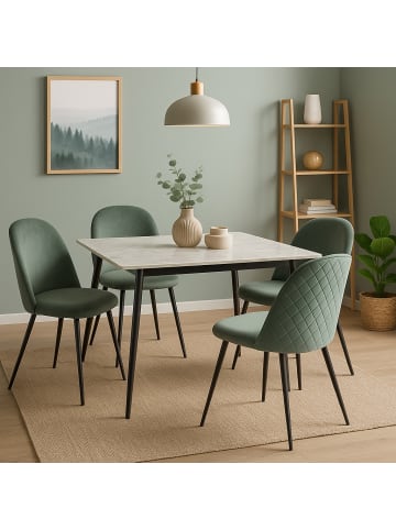 möbel-direkt 5tlg. Tischgruppe 1Esstisch, 4Polsterstühle in grün