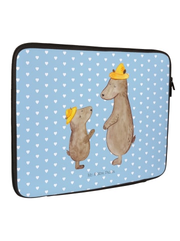 Mr. & Mrs. Panda Laptop Case Bären mit Hut ohne Spruch in Blau Pastell