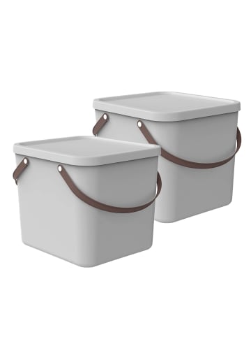 Rotho 2er-Set Aufbewahrungsbox 40l mit Deckel in Mistletoe weiß