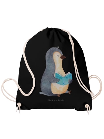 Mr. & Mrs. Panda Jutebeutel Pinguin Buch ohne Spruch in Schwarz