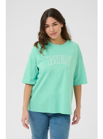 Kaffe T-Shirt kurzarm KAharries Oversize fit in Pool Blue W. Chalk Embroidery