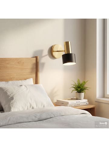 home24 Wandleuchte AHMA mit Akku-Leuchtmittel in Schwarz / Messing