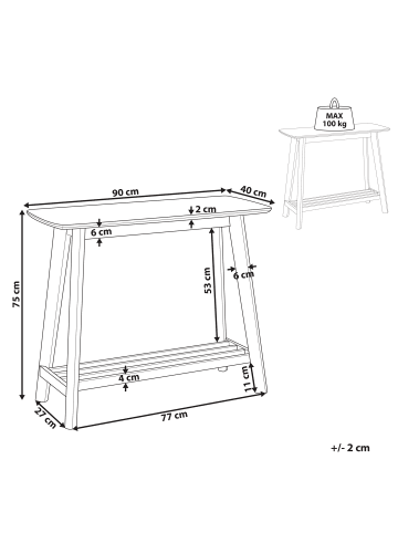 Beliani Konsolentisch TULARE in Braun - (W) 90 x (H) 75 x (L) 40 cm