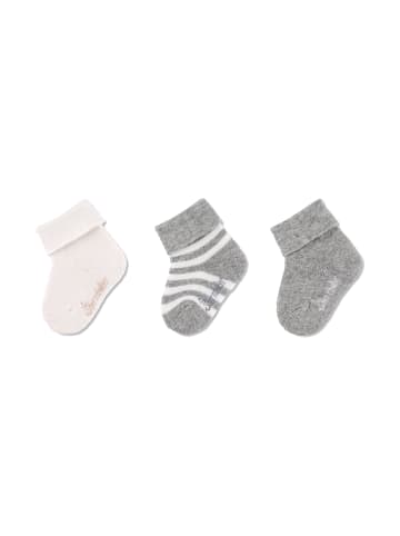 Sterntaler GOTS Baby-Socken Ringel, 3er-Pack in hellgrau mel.