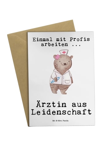 Mr. & Mrs. Panda Klappkarte Ärztin Leidenschaft mit Spruch in Weiß