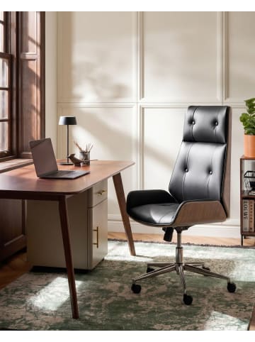 Beliani Bürostuhl PLIORA in Schwarz/Braun - (W) 68 x (H) 113 x (L) 68 cm