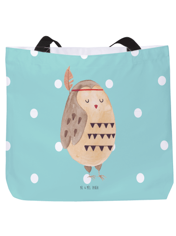 Mr. & Mrs. Panda Strandtasche Eule Federschmuck ohne Spruch in Türkis Pastell