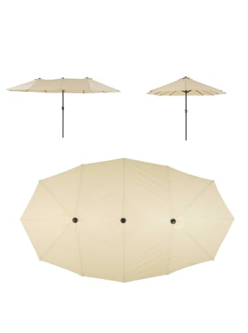VCM  XXL Doppelsonnenschirm Creme mit Kurbel in Creme