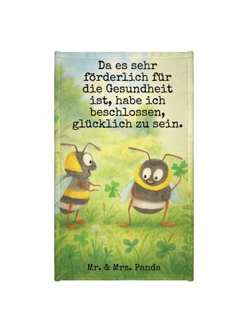Mr. & Mrs. Panda Gästehandtuch Hummeln Kleeblatt Design mit Spruch in Weiß