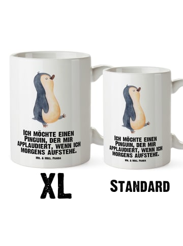Mr. & Mrs. Panda Keramiktasse Pinguin mHerzieren mit Spruch in Weiß