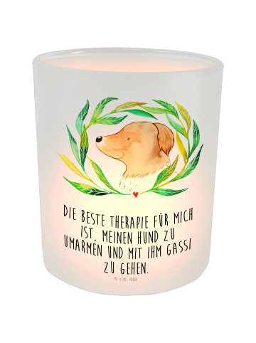 Mr. & Mrs. Panda Deko Windlicht Hund Blumen mit Spruch in Transparent