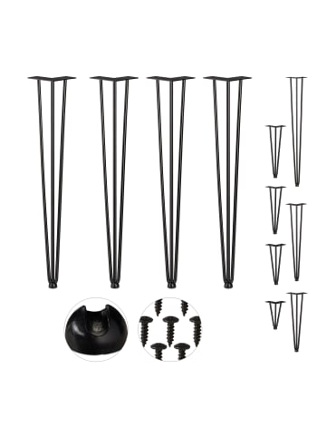 relaxdays 4x Tischbein Hairpin in Schwarz - (H)71 cm