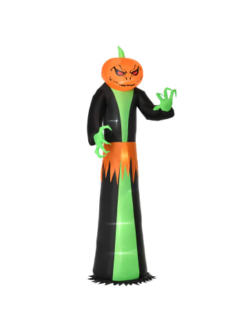 HOMCOM Aufblasbarer Halloween Kürbis-100L x 96T x 270H cm-Schwarz und grün