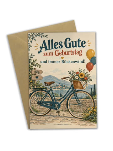Mr. & Mrs. Panda Glückwunschkarte Fahrrad Vintage Design mit Spruch in Weiß