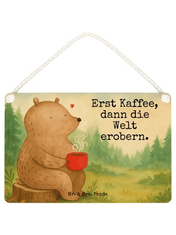 Mr. & Mrs. Panda Deko Schild Bär Kaffee Design mit Spruch in Weiß