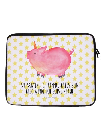 Mr. & Mrs. Panda Notebook Tasche Einhorn Schwein mit Spruch in Weiß