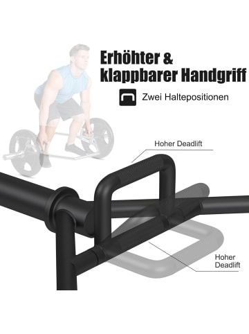 COSTWAY Trap Bar 142 cm Hantelstange in Schwarz
