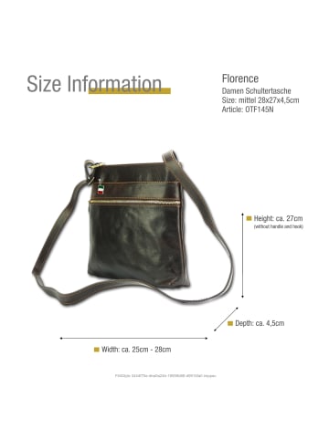 Florence Leder Schultertasche, Umhängetasche Florence Tasche braun ca. 25cm - 28cm