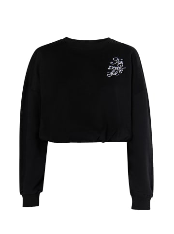 myMo Damen Sweatshirt Cropped in Schwarz