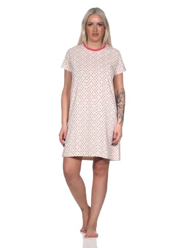 NORMANN Nachthemd kurzarm Tupfen Punkte Optik - 86457 in pink