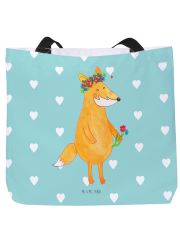 Mr. & Mrs. Panda Shopper Fuchs Blumen ohne Spruch in Türkis Pastell