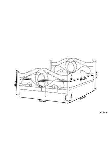 Beliani Doppelbett LYRA in Schwarz - (W) 162 x (H) 107 x (L) 209 cm