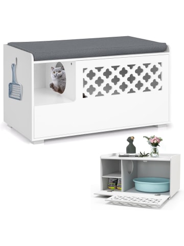 COSTWAY Katzenschrank Schuhbank 2in1 in Weiß