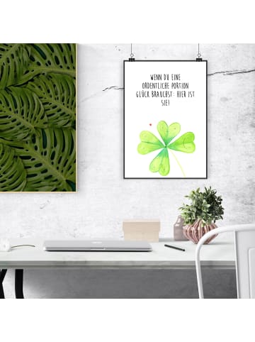 Mr. & Mrs. Panda Poster Blume Kleeblatt Motiv mit Spruch in Weiß