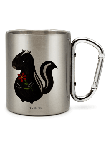 Mr. & Mrs. Panda Edelstahl-Thermobecher Stinktier Blume ohne Spruch in Silber