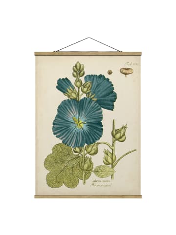 WALLART Stoffbild - Vintage Botanik in Blau Rosenpappel in Blau