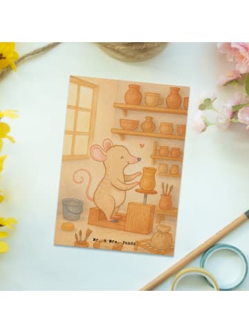 Mr. & Mrs. Panda Postkarte Maus Töpfern Design ohne Spruch in Weiß