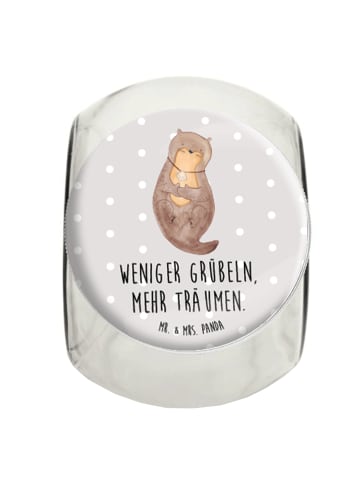 Mr. & Mrs. Panda Bonbonglas Otter Muschel mit Spruch in Grau Pastell