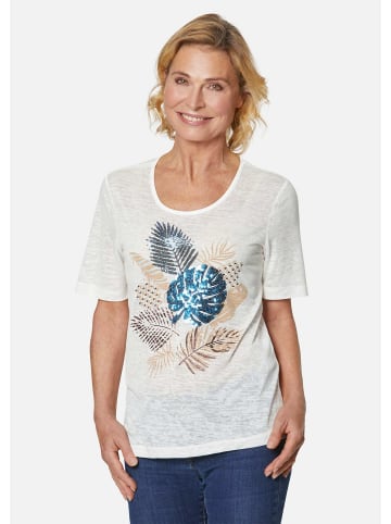 GOLDNER Panneauxshirt Edles Druckshirt mit glänzenden Pailetten in blau / milchkaffee / gemustert