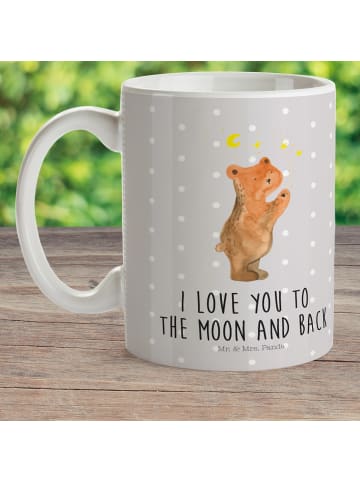 Mr. & Mrs. Panda Plastikbecher Verliebter Bär mit Spruch in Grau Pastell