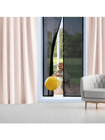 EASYmaxx Moskitonetz Magic Klick 90x210cm schwarz mit Magnetvers. für Tür Schwarz