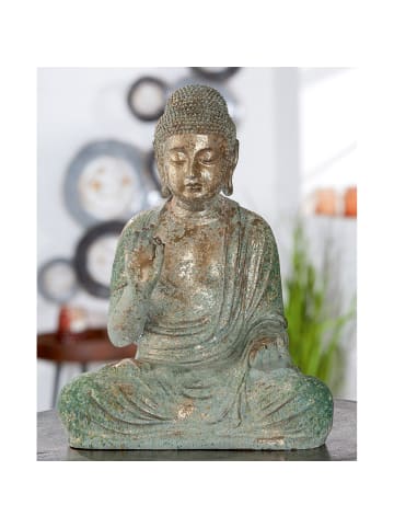 GILDE Buddha "Bodhi" in Grün/ Kupfer - H. 38 cm - B . 29 cm