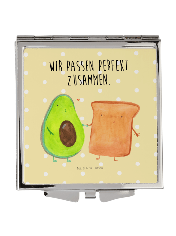 Mr. & Mrs. Panda Make-up-Spiegel Avocado Toast mit Spruch in Gelb Pastell