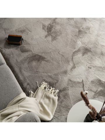 KADIMA DESIGN Hochflor Teppich Shaggy Unifarben Schlafzimmer in Hellgrau