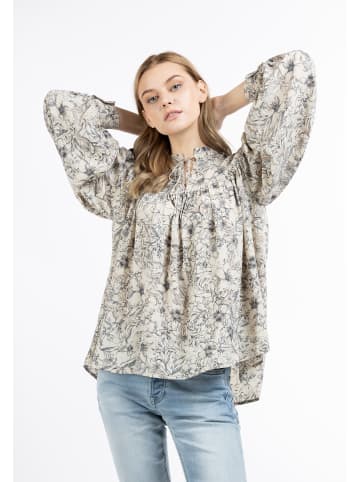 DreiMaster Damen Langarmbluse in Beige Mehrfarbig