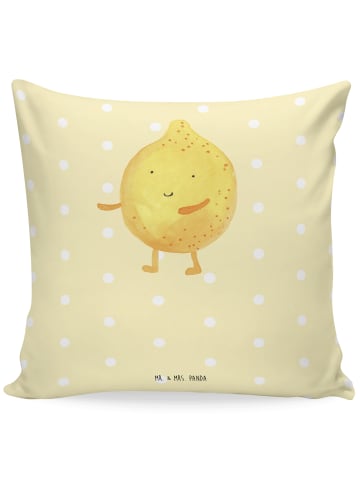 Mr. & Mrs. Panda Deko Kissen Beste Freunde Zitrone mit Spruch in Gelb Pastell