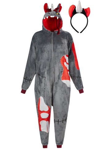 Corimori Zombie Ganzkörperkostüm Onesie für Erwachsene in Grau