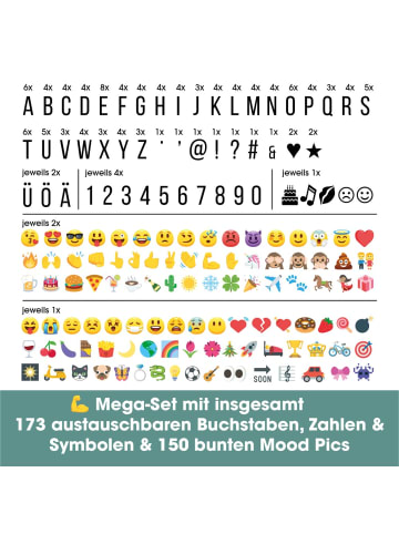 EASYmaxx LED-Leuchtkasten Stern 4,5V weiß 173 Buchstaben & 150 Moodjis  Weiß